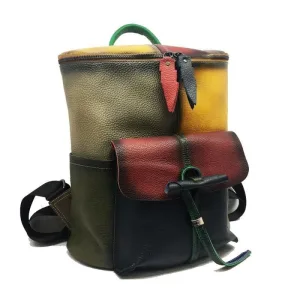 Sac à dos cuir authentique coloré vintage