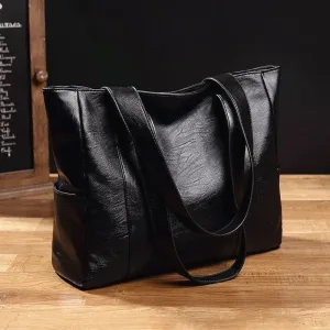 Cabas cuir retro bordeaux