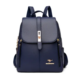 Sac à dos en cuir femme bleu marine