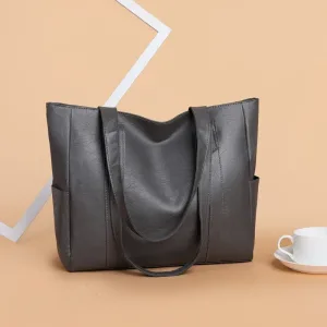 Cabas porté épaule simili cuir gris