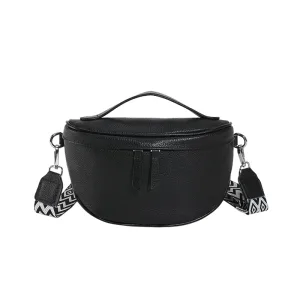 Sac bandoulière ou taille cuir haute qualité noir uni