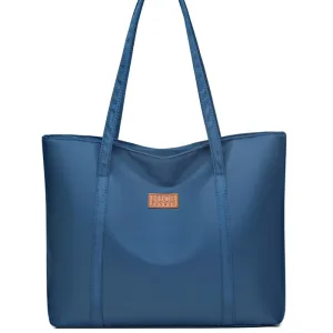 Cabas canvas large main ou épaule bleu