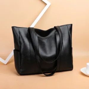 Cabas porté épaule simili cuir noir