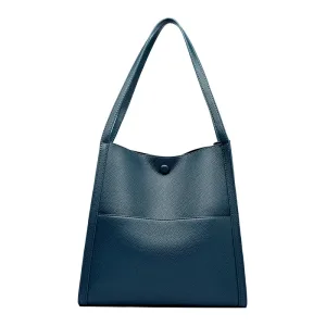 Grand sac cabas à main porté épaule bleu