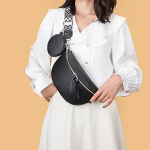 Bandoulière ou taille cuir haute qualité noir