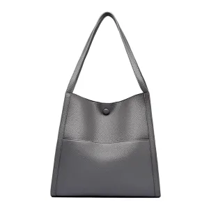 Grand sac cabas à main porté épaule gris