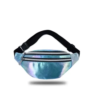 Sac banane femme bleu bleu-argenté